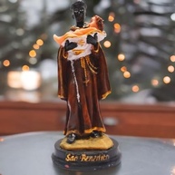 São Benedito Santo Negro - Escultura em Resina Italiana 15 cm | Detalhes Ricos & Pintura Manual - imagem 2