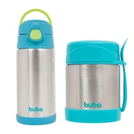 Kit Infantil Garrafa Térmica + Pote Térmico Bebê Azul - Manutenção de Temperatura Segura - imagem 1