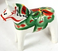 Cavalo Dala Sueco de Madeira Tradicional - Estátua de Natal Pintada à Mão, Branco, 5 cm - imagem 1