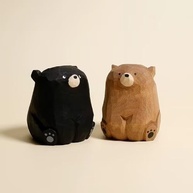 Mini Estatueta de Urso de Madeira Esculpida à Mão - Decoração Charmosa para Mesa e Casa - imagem 2