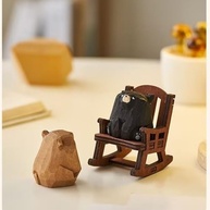 Mini Estatueta de Urso de Madeira Esculpida à Mão - Decoração Charmosa para Mesa e Casa - imagem 3