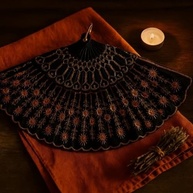 Leque de Mão Luxuoso em Tecido Premium - Estilo Clássico Moderno para Eventos e Decoração - imagem 4