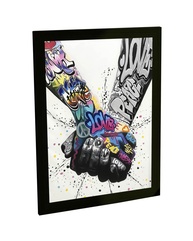 Quadro Decorativo Grafite Mãos Dadas - Estilo Moderno para Casal e Amigos | Decoração de Parede para Quarto e Sala - imagem 1