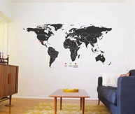 Mapa Mundi Decorativo 200x100cm - Preto Navigacional Satin para Ambientes Modernos - imagem 3