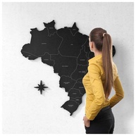 Mapa do Brasil em MDF com Divisão dos Estados e 150 Pins Adesivos | Painel Decorativo para Casa e Escritório - imagem 1