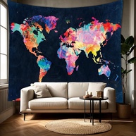 Tapeçaria Mapa do Mundo - Arte de Parede Abstrata para Decoração Moderna e Inspiradora - imagem 1