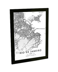 Quadro Decorativo A4 Rio de Janeiro - Mapa em Preto e Branco para Viagem e Decoração - imagem 2