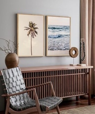 Quadro Decorativo Paisagem Mar e Praia Bege 40x60cm - Moldura Elegante para Sala e Quarto - imagem 3