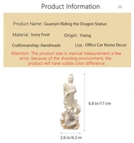 Estátua de Guanyin em Fruta de Marfim Montando Dragão - Decoração Feng Shui com Simbolismo Zen - imagem 4