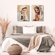 Kit 2 Quadros Decorativos Canvas 60x90 cm - Jesus e Maria | Decore com Fé e Estilo - imagem 5