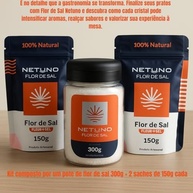 Flor de Sal Netuno Kit Completo com Refil Gourmet Natural Artesanal Marinho Cristais Saudavel - imagem 3