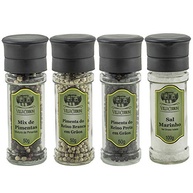 Sal Marinho, Mix Pimentas, Pimenta Reino Preta e Pimenta Reino Branca - Moedores Reutilizáveis - Villa Cerroni - imagem 1