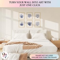 Arte de Parede Coral Costeiro - Pôsteres Azul Marinho para Decoração Marítima e Bohemian - imagem 4