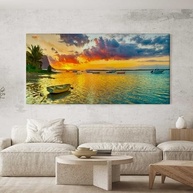 Quadro Decorativo Barcos na Praia 130x70cm - Paisagem Marítima em Alta Definição para Sala, Quarto ou Hall - imagem 2