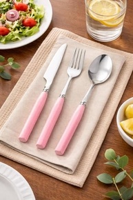 Conjunto de Talheres em Aço Inox com Estojo Rosa - Ideal para Marmitas Fit e Refeições Saudáveis - imagem 3