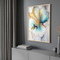 Quadro com Moldura Abstrato Mármore Moderno Azul Dourado - Decore sua Casa com Arte de Alta Definição - imagem 2