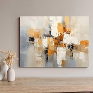 Quadros Decorativos para Quarto e Sala 100x70cm - Arte Abstrata Bege Branco Marrom Dourado em Canvas - imagem 4