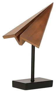 Escultura Decorativa de Avião em Madeira - Design Moderno Preto e Marrom, 25,5cm - imagem 2