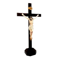 Crucifixo de Mesa 50 cm - Decoração Religiosa Elegante em Madeira Marrom - imagem 4