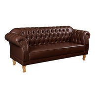 Sofá Chesterfield 3 Lugares: Elegância Marrom - imagem 2