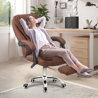 Cadeira de Escritório Ergonômica com Apoio para Pés e Encosto Ajustável - Design Confortável Marrom - imagem 5