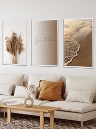 Kit 3 Quadros Gratidão Praia Palha Marrom 60x40cm - Decore com Estilo e Positividade - imagem 2