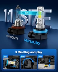 Marsauto Lâmpada LED Neblina H11/H8 H16 10000lm 6000K Branca Super Brilhante - Kit com 2 - imagem 4
