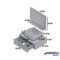 Gabinete Banheiro 60cm Safira com Cuba e Espelho Marticoni - imagem 2