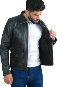 Jaqueta de couro masculina preta | Jaqueta de motociclista de couro real com exterior envelhecido | Roupas de motocicleta em estilo vintage - imagem 4