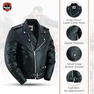 Jaqueta masculina Daniel Smart de couro sintético para motociclista – Jaqueta preta econômica com zíper e laterais lisas e vários bolsos - imagem 5