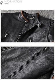 Jaqueta de couro masculina Wolverine envelhecida estilo moto e motociclista - imagem 3