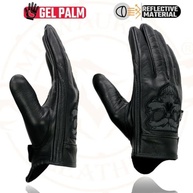 Milwaukee Leather Luvas de mão masculinas de couro preto "caveira reflexiva" com palma acolchoada de gel MG7570 - imagem 5