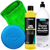 Kit Completo Vintex: Shampoo Neutro, Massa de Polir, Toalha Microfibra e Aplicador para Limpeza Automotiva Profissional - imagem 1