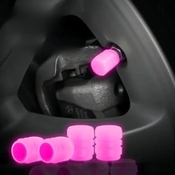 Kit 6 Tampas Válvula Pneu Mini Fluorescente - Moto, Bike, Carro | Mix & Match Rosa - imagem 1