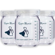Pote de Vidro para Leite Materno 150ml Super Mamãe Original - 3 Unidades | Seguro, Livre de BPA e Ideal para Armazenamento - imagem 1