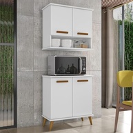 Kit de Cozinha Mavi – Balcão + Armário Aéreo Moderno para Ambientes Compactos (Branco) - imagem 2