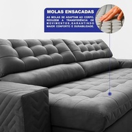 Sofá Retrátil e Reclinável 2,50m com Molas Ensacadas Max Spring Velusoft Cinza – Conforto e Estilo para sua Sala - imagem 5