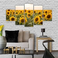 Quadros Decorativos Mosaico MDF Campo de Girassóis 115x60cm - Arte Rústica para Ambientes Iluminados - imagem 4