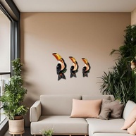 Trio de Tucanos P - Decoração Tropical para Casa, Varanda e Jardim | Artesanato em MDF com Pintura Manual - imagem 3