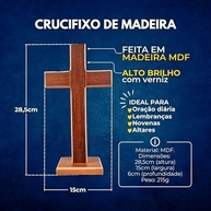 Cruz de Mesa Ecumênica em Madeira MDF 28,5cm - Design Elegante e Artesanal - imagem 4