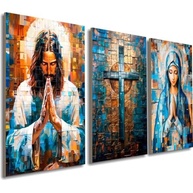 Quadro Jesus Decorativo Religioso - Sagrada Família e Maria | 90x50cm | MDF Sustentável - imagem 2