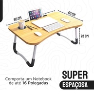 Mesa Para Notebook Portátil Articulada Mdf Grafite Suporte Para Laptop Dobrável Home Office Cama Porta Tablet (Preto) - imagem 3