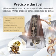 Metrônomo Mecânico de Alta Precisão com Núcleo de Cobre - Ideal para Piano, Guitarra, Bateria e Violino - imagem 3