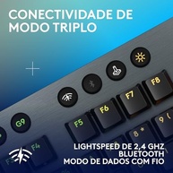 Teclado Mecânico Gamer Sem Fio Logitech G915 X LIGHTSPEED com RGB LIGHTSYNC, USB ou Bluetooth, Teclas Programáveis, Switch de Baixo Perfil GL Brown Tactile, Bateria Recarregável - Preto - imagem 5