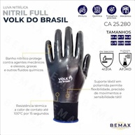 Kit 12 Luva Nitril Full Resistente Óleo Graxa Mecânico Volk - imagem 4