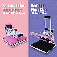 Prensa Térmica Sublimadora Plana 23x30cm – Rosa e Branco 110V/220V Mecolour - imagem 2