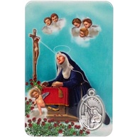Oração de Santa Rita com Medalha Prateada Embutida - Padroeira das Causas Impossíveis - Presente Religioso para Comunhão e Confirmação - imagem 2
