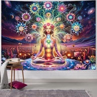 Tapeçaria Blacklight Sete Chakras - UV Reativa para Yoga e Meditação - imagem 5