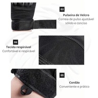 Luva Tática Meio Dedo: Proteção e Performance para Militar, Moto, Bike e Trilha | Preto, Verde e Tan - imagem 4