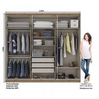 Guarda-Roupa Casal 6 Portas 3 Gavetas Melvin Espresso - Design Rústico Off White - imagem 2